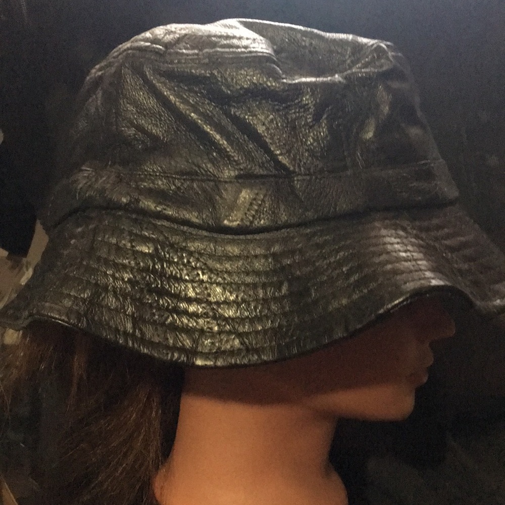 Brand new 100% Leather patchwork bucket hat